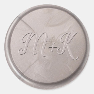 Monogram Initial Pearl Grey Wax Seal Sticker