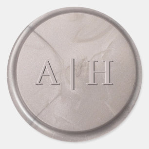 Monogram Initial Pearl Grey Wax Seal Sticker