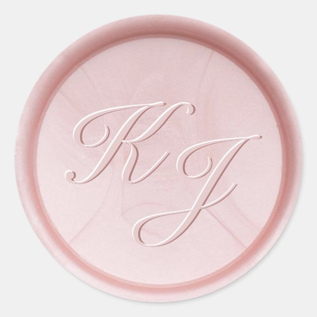 Monogram Initial Pearl Pink Wax Seal Sticker (Front)