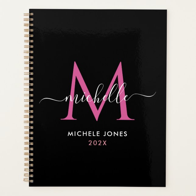 monogram initial personalised name yearly planner (Front)