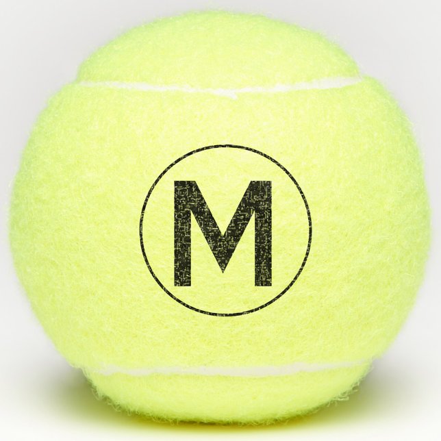 Monogram Initial Personalised Tennis Balls (Simple framed circle monogram  initial personalized tennis ball)