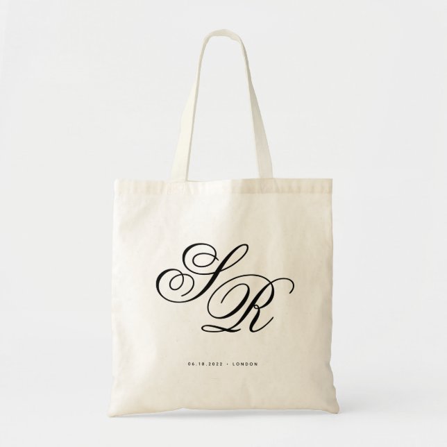 Monogram Initial personalised wedding welcome Tote Bag (Front)