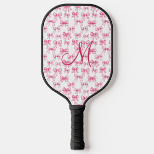Monogram Initial Pink Bow Coquette Aesthetic Gift  Pickleball Paddle