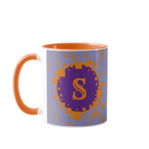 Monogram Initial Purple Orange Digital Bits Art