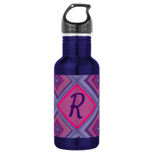 Monogram Initial Purple Pink Diamond Pattern Trend 532 Ml Water Bottle