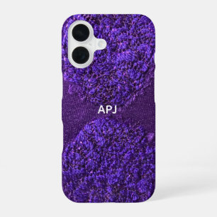 Monogram Initial Purple White Feminine Abstract  iPhone 16 Case