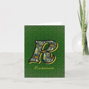 Monogram Initial R Daisies Art Personalized Note Card
