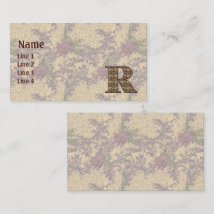 Monogram Initial R Elegant Vintage Floral Business Card