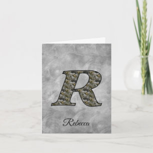 Monogram Initial R Hydrangea Flowers Personalized Note Card