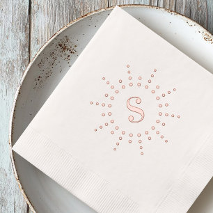 Monogram initial radial sun sunburst foil napkins