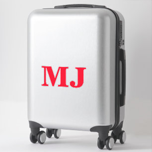 Monogram Initial Red Bold Custom Name Label Trendy