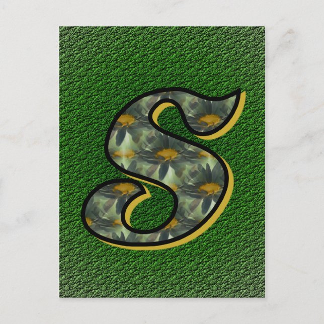 Monogram Initial S Black Daisies Postcard (Front)