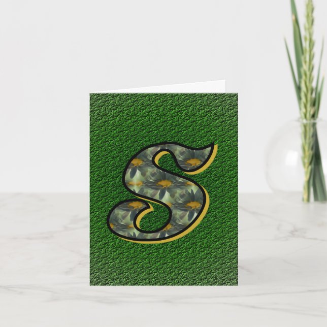 Monogram Initial S Daisies Art Personalised Note Card (Front)