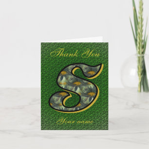Monogram Initial S Daisies Art Personalized Thank You Card