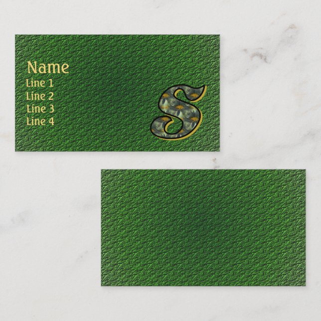 Monogram Initial S Daisies Floral Art Business Card (Front/Back)