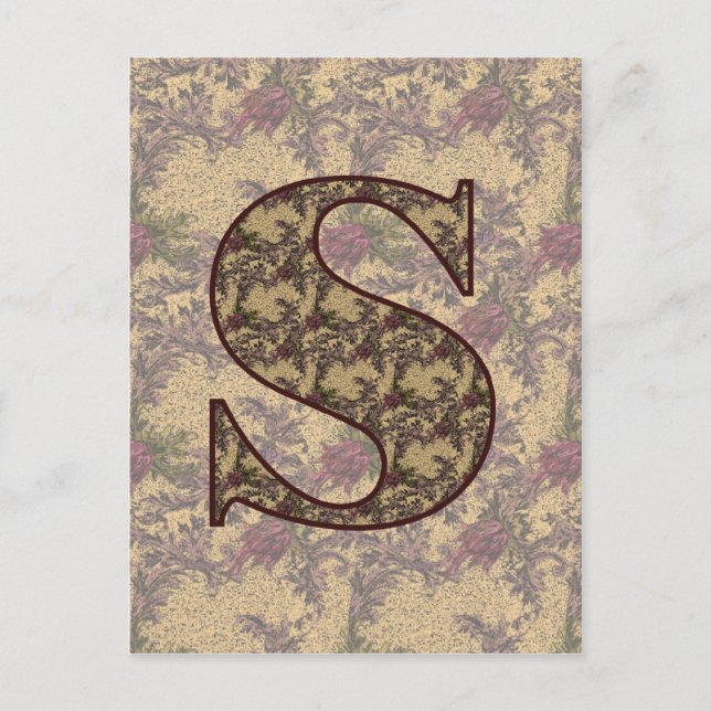 Monogram Initial S Elegant Floral Postcard (Front)