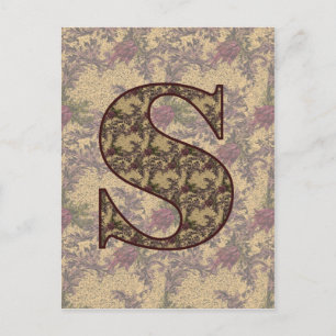 Monogram Initial S Elegant Vintage Floral Postcard
