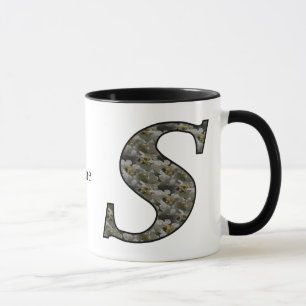 Monogram Initial S Hydrangea Flower Personalised Mug