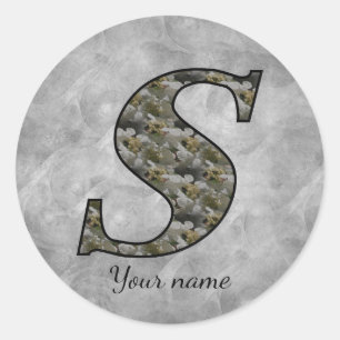 Monogram Initial S Hydrangea Flowers Personalized Classic Round Sticker