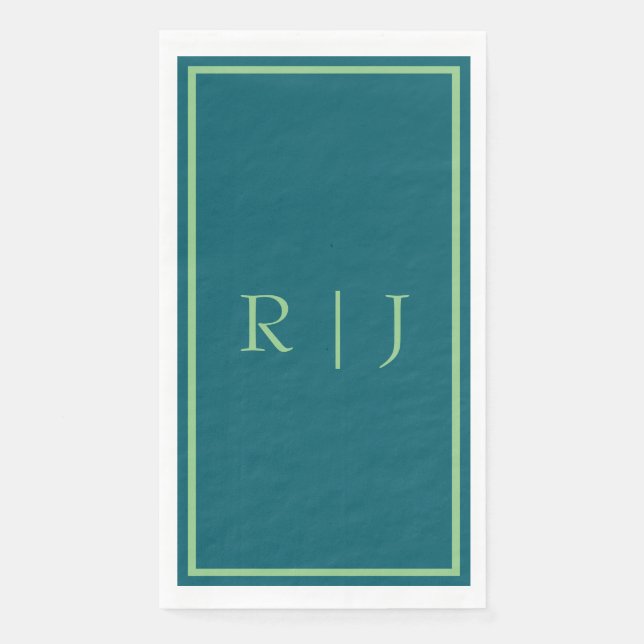Monogram Initial Sage Green Emerald Green Wedding Napkin (Front)