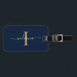 Monogram Initial Script Name Return Address Luggage Tag<br><div class="desc">Create your very own custom and personalised Monogram Initial Script Name Return Address Black Luggage Tag completely by clicking the "Personalise" button. Use the "Customise it" button to further re-arrange and format the style and placement of text. Could easily be repurpose for other special events like anniversaries, baby shower, birthday...</div>