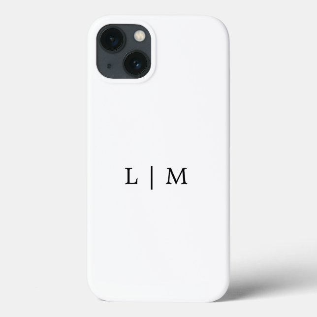 Monogram Initial Simple Black and White Minimalist Case-Mate iPhone Case (Back)