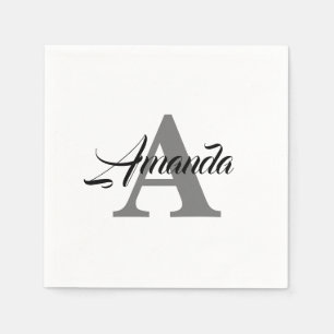 Monogram Initial Simple Elegant Custom Name Cool Napkin