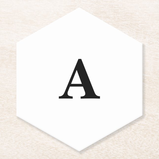 Monogram Initial Simple Elegant Custom Name Cute Paper Coaster (Front)