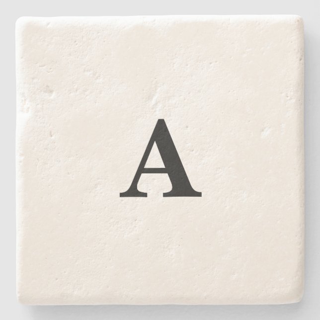 Monogram Initial Simple Elegant Custom Name Cute Stone Coaster (Front)