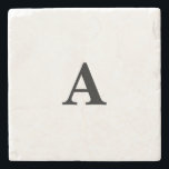 Monogram Initial Simple Elegant Custom Name Gift Stone Coaster<br><div class="desc">Designed with text template for monogrammed initial which you can customise!</div>