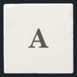 Monogram Initial Simple Elegant Custom Name Gift Stone Coaster<br><div class="desc">Designed with text template for monogrammed initial which you can customise!</div>