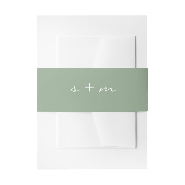 Monogram Initial Simple Modern Minimalist Wedding Invitation Belly Band (Front Example)