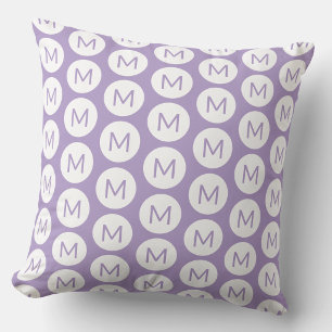 Monogram Initial Spot Pattern Personalised Lilac Cushion