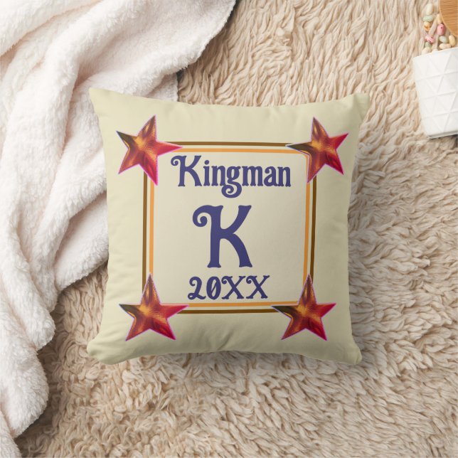 Monogram Initial Star Wedding New Home Keepsake Cushion (Blanket)