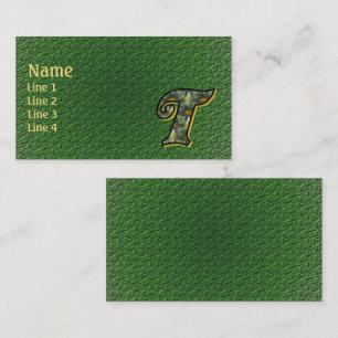 Monogram Initial T Daisies Floral Art Business Card