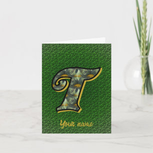 Monogram Initial T Daisies Floral Art Personalised Note Card