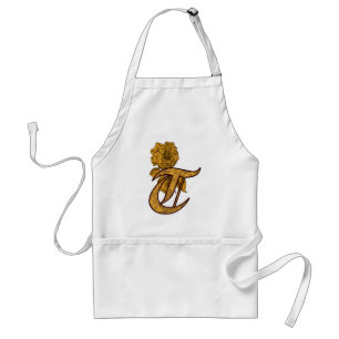 Monogram Initial T Elegant Gold Peony Flower Standard Apron
