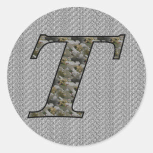 Monogram Initial T Hydrangea Floral Sticker