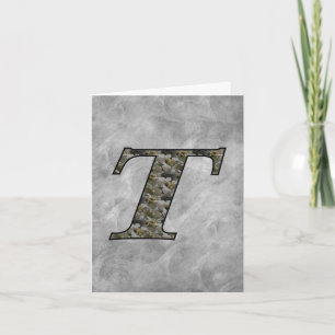 Monogram Initial T Hydrangea Flowers Personalised Note Card