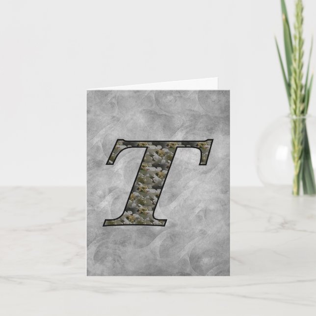 Monogram Initial T Hydrangea Flowers Personalised Note Card (Front)