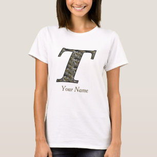 Monogram Initial T Hydrangea Flowers Personalised T-Shirt