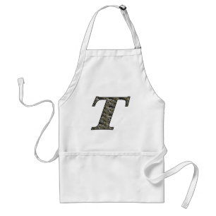 Monogram Initial T Hydrangea Flowers Standard Apron