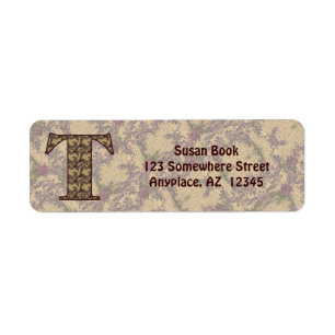 Monogram Initial T Vintage Floral Return Address Label