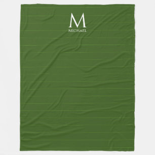 Monogram Initial Template Custom Forest Green Fleece Blanket