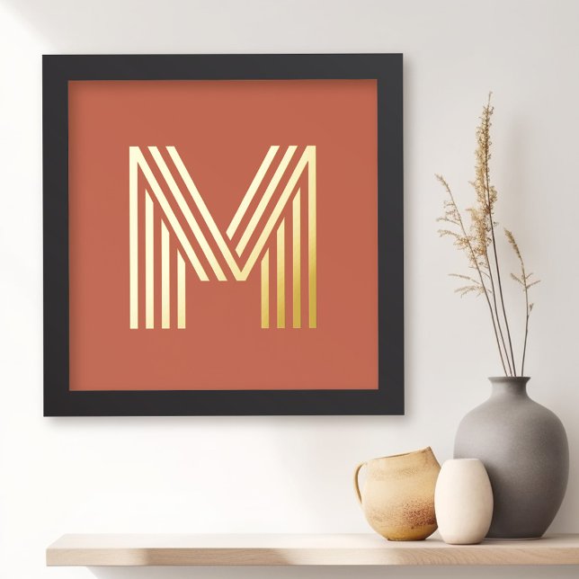 Monogram initial terracotta any colour background foil prints (Creator Uploaded)
