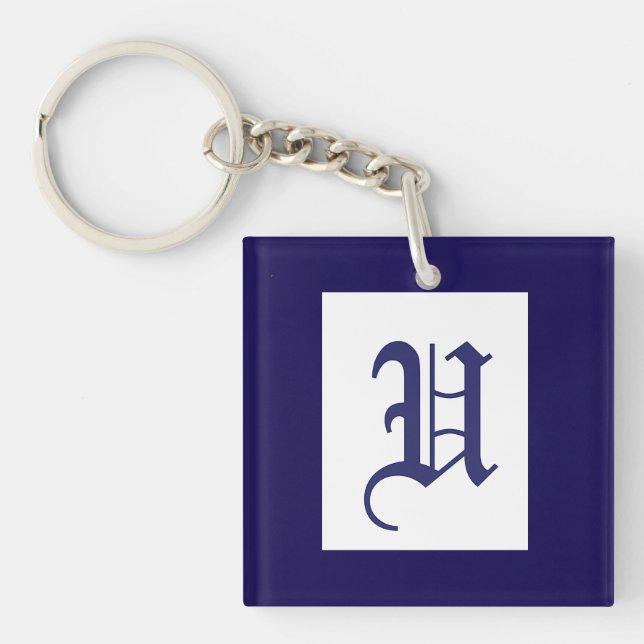 Monogram Initial U Acrylic  Key Ring (Front)