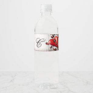 Monogram Initial Water Bottle Label Country Wood K