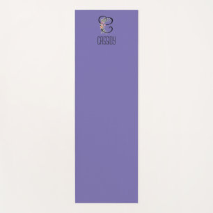 Monogram initial watercolor flower lavender yoga mat