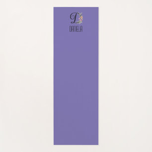 Monogram initial watercolor flower lavender yoga mat