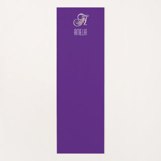 Monogram initial watercolor flower purple yoga mat